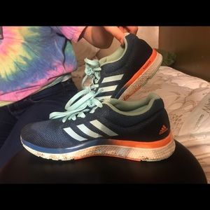 Blue teal Adidas running shoes
